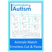 Animal Match Errorless Cut & Paste Worksheets
